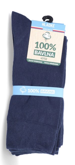 100% bavlnené ponožky, hladké, 47-50 modré STOPROBAVLNA